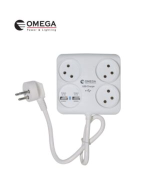 רב שקע 3 חשמל + 2 USB