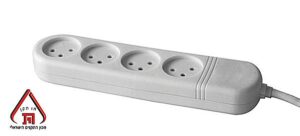 רב שקע 4 שקעים + כבל כ1 מטר