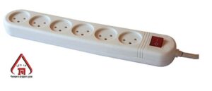 רב שקע 6 שקעים כולל מפסק + כבל כ1 מטר