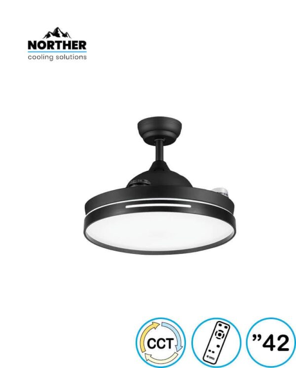 ⁦מאוורר תקרה KATRINA דקורטיבי  42" NORTHER כנפיים מתקפלות⁩ – תמונה ⁦2⁩