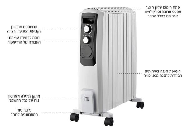 ⁦רדיאטור גולדליין DINO 10 PLUS מוגן ובטיחותי ATL2035⁩ – תמונה ⁦2⁩