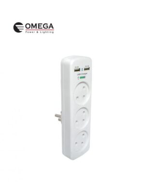 מטען USB + מפצל אנכי 3 שקעים