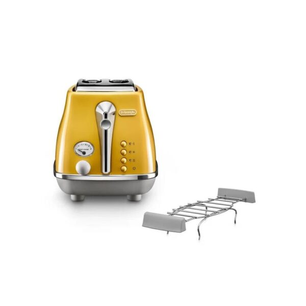 ⁦מצנם 2 פרוסות DELONGHI דגם CTOC2103 צבע צהוב⁩ – תמונה ⁦3⁩