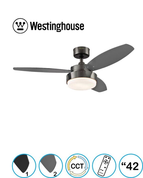 ⁦מאוורר תקרה WETINGHOUSE  גודל 42" דגם ALLOY CCT⁩ – תמונה ⁦4⁩