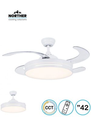 מאוורר תקרה IRIS דקורטיבי 42" NORTHER כנפיים מתקפלות לבן