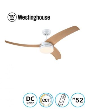 מאוורר תקרה לונגווד CCT 52" Longwood צבע לבן שילוב עץ