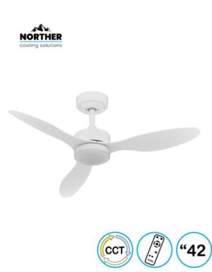 מאוורר תקרה 42" VERMONT +שלט 24W CCT לבן NORTHER
