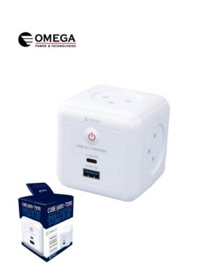 מפצל קוביה 4 שקעים + מטען USB ו TYPE C