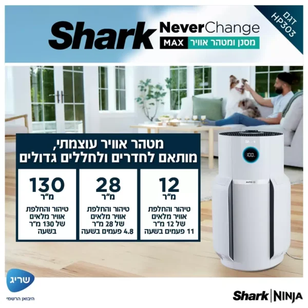 ⁦מסנן ומטהר אוויר NeverChange SHARK HP303 יבואן רשמי⁩ – תמונה ⁦6⁩