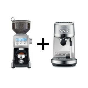 באנדל קפה BREVILLE מכונת קפה BES450 BAMBINO נירוסטה + מטחנת קפה BCG820