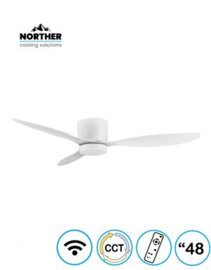 מאוורר צמוד תקרה 48" ERA +שלט ולד 24W לבן NORTHER Wifi