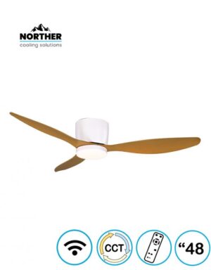 מאוורר צמוד תקרה 48" ERA +שלט ולד 24W לבן עץ NORTHER Wifi